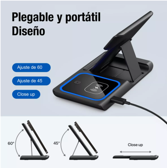 Cargador Inalambrico 3 en 1 para iPhone/iwatch/AirPod